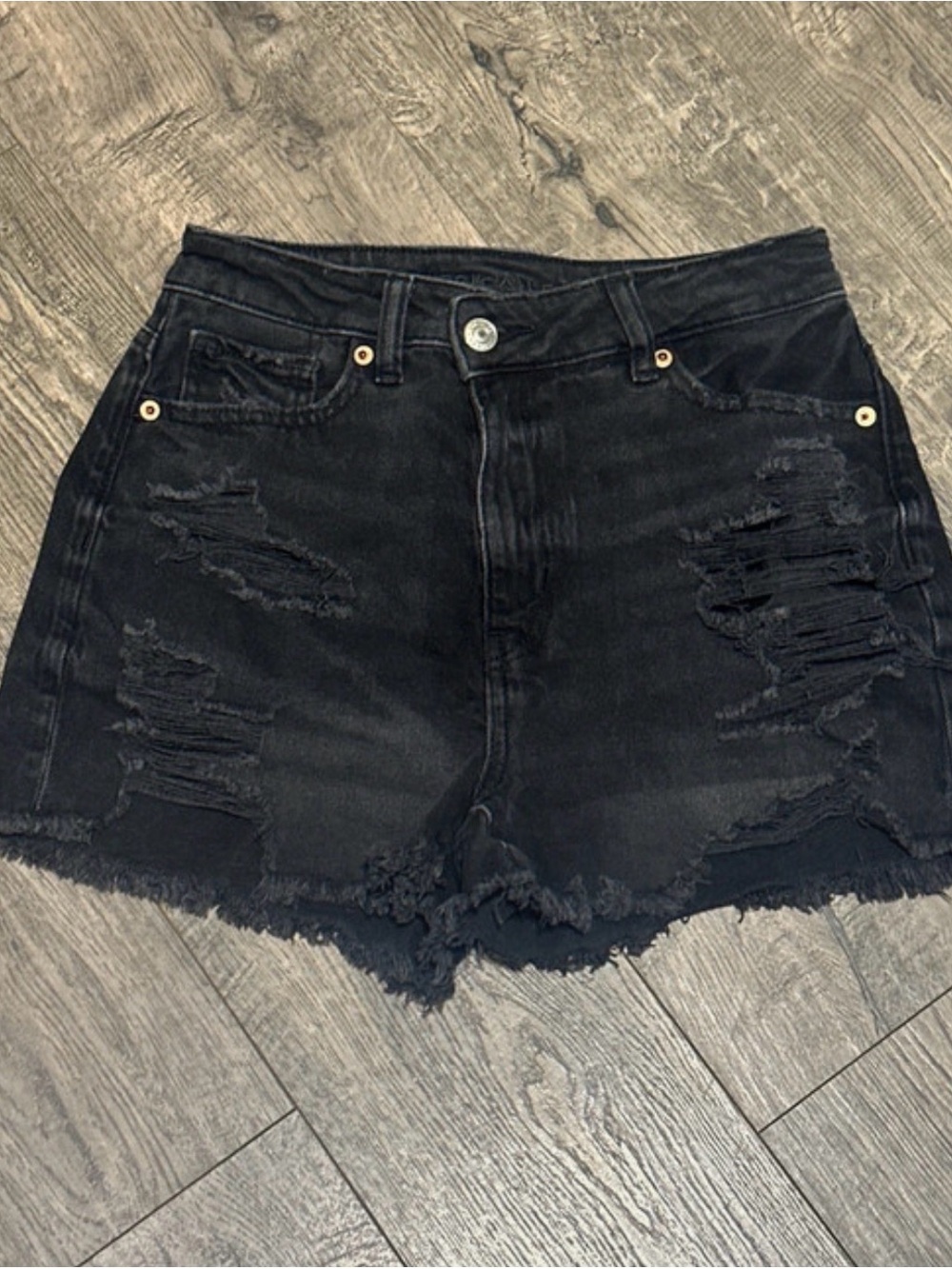 American Eagle Outfitters Black Distressed Jean Shorts